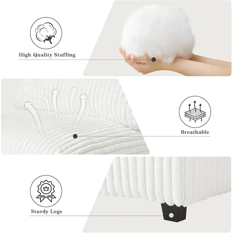 Sdorens U Shaped Plush Fabric Sectional Sofa With Ottomans