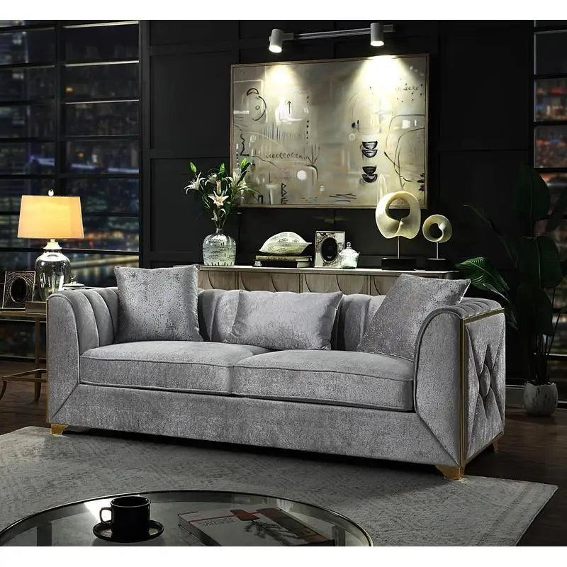 Modern 2-Piece Living Room Set in Silver