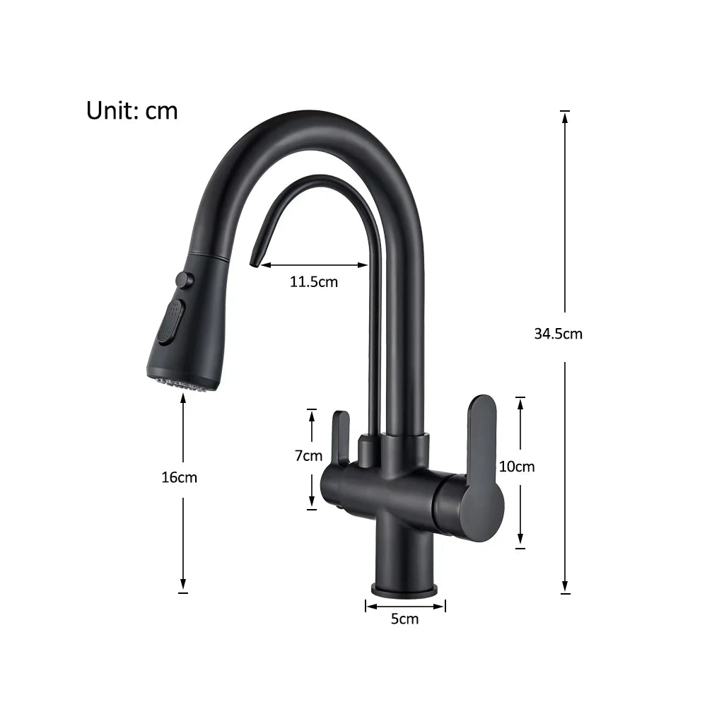 SAFLIHCAR Pull Out Water Faucet Spout Dual Modes Kitchen