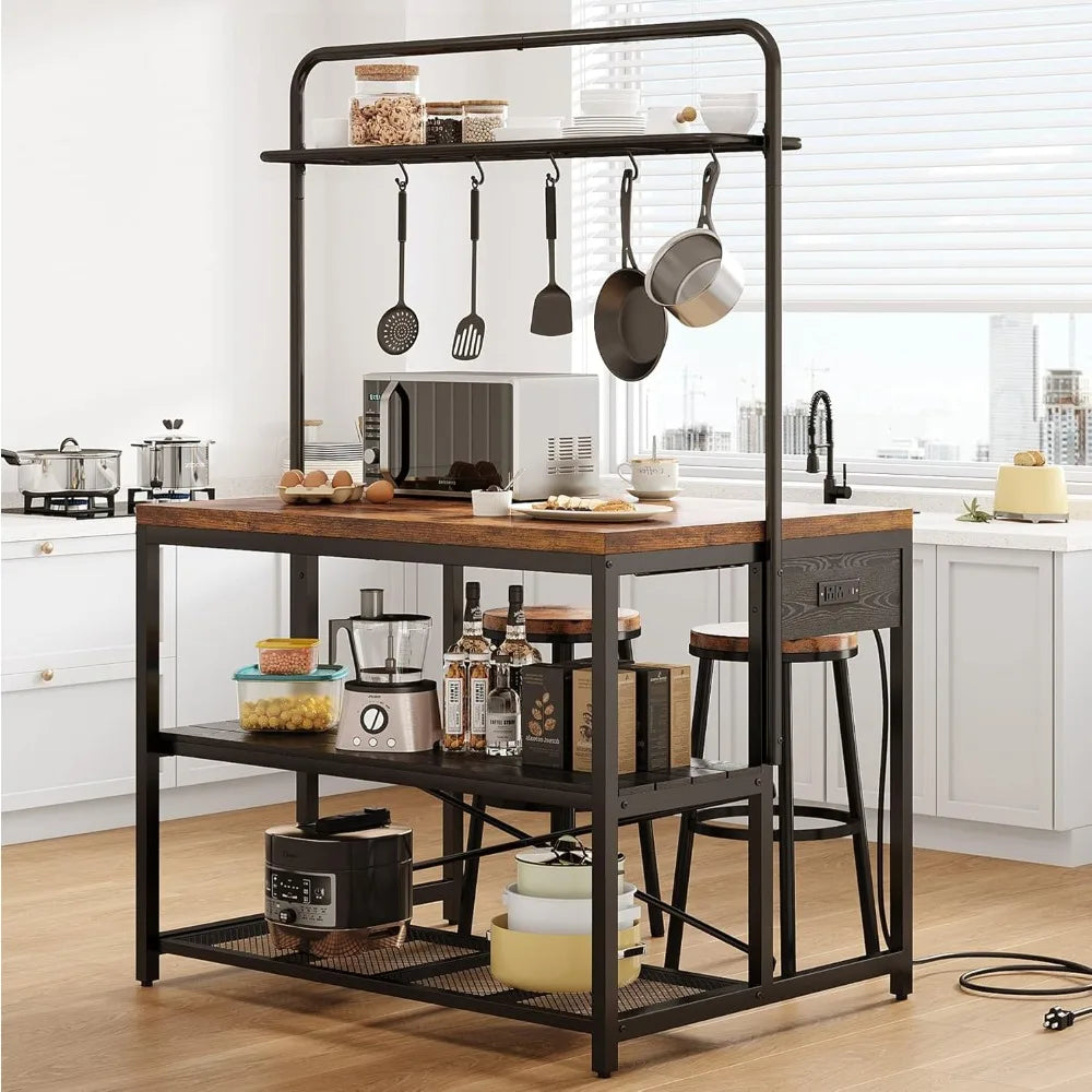 Everyday EssentialsOnline Rustic Kitchen Island With Outlet