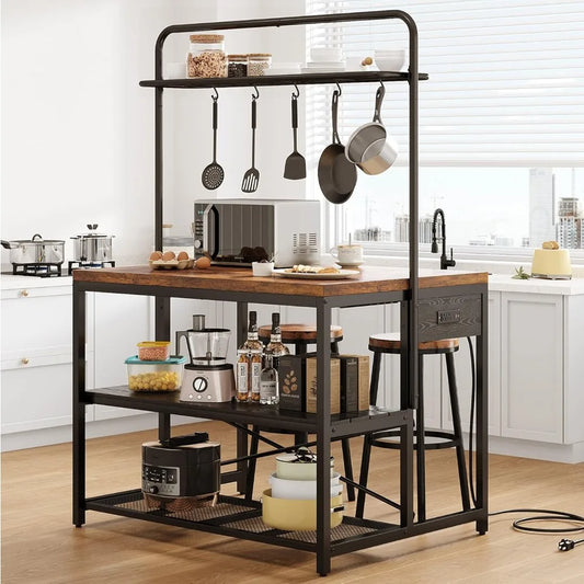 Everyday EssentialsOnline Rustic Kitchen Island With Outlet