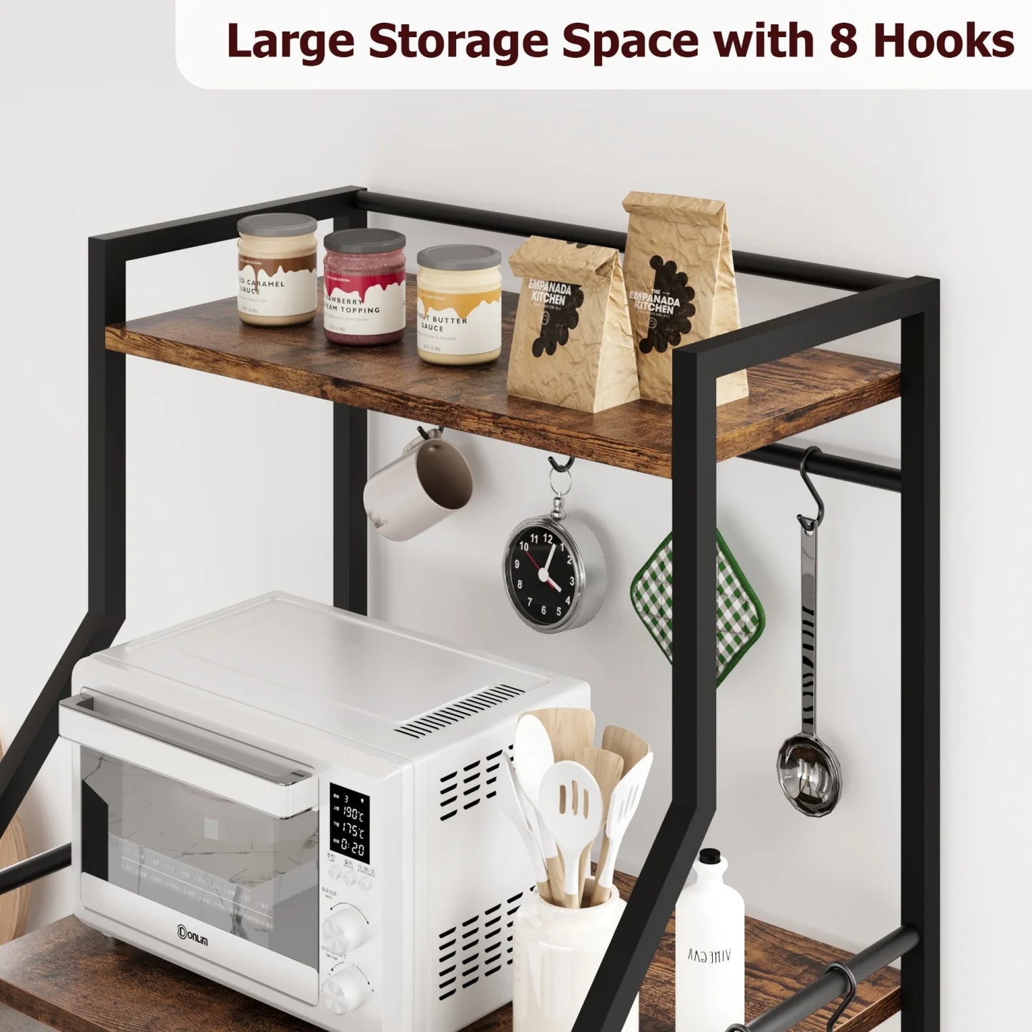 HiMISS Industrial Kitchen Bakers Rack Microwave Oven Stand