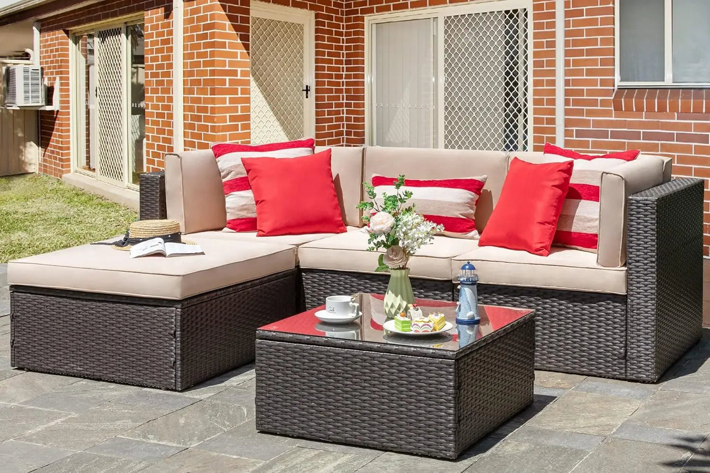 Guangbai All Weather Patio Sectional Conversation Set
