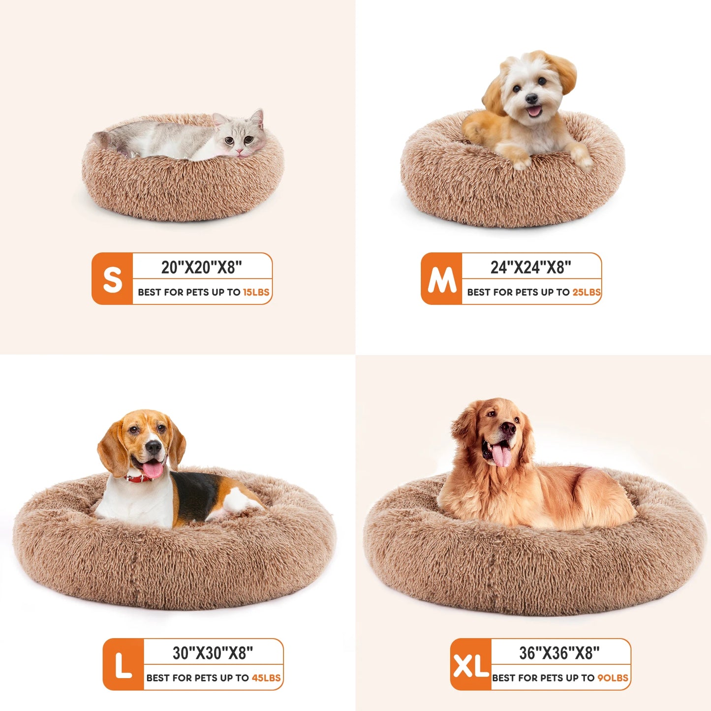 JHK Calming Anti Slip Plush Dog Bed For Pets Washable