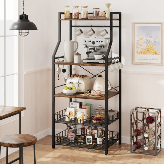 HiMISS Industrial Kitchen Bakers Rack Microwave Oven Stand