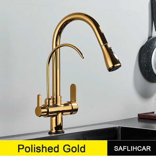 SAFLIHCAR Pull Out Water Faucet Spout Dual Modes Kitchen