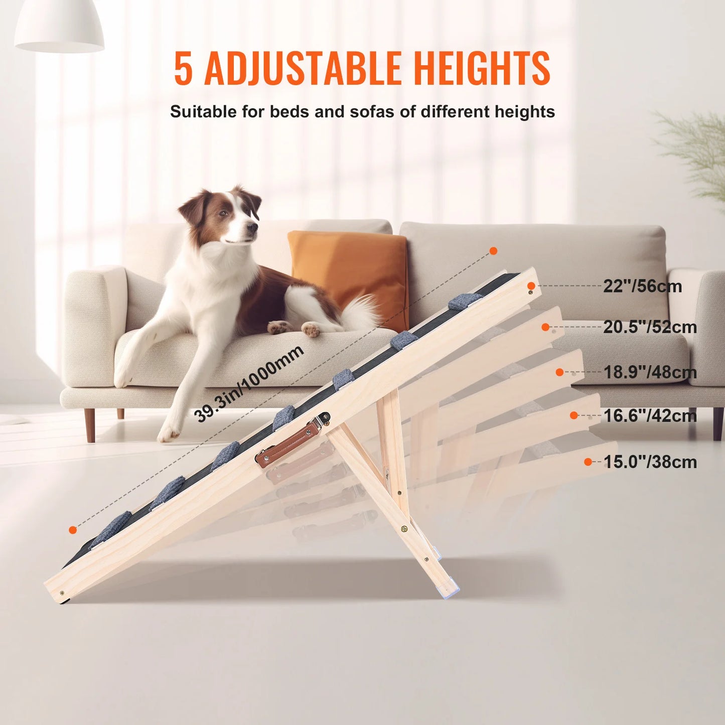 SucceBuy Folding Dog Ramp Anti Slip Wooden Pet Ramp