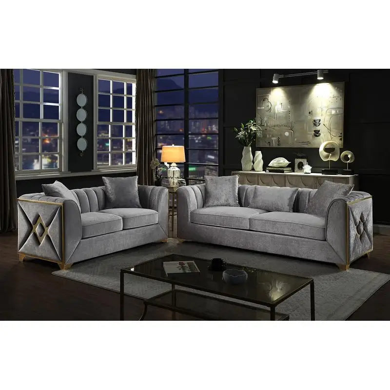 Modern 2-Piece Living Room Set in Silver
