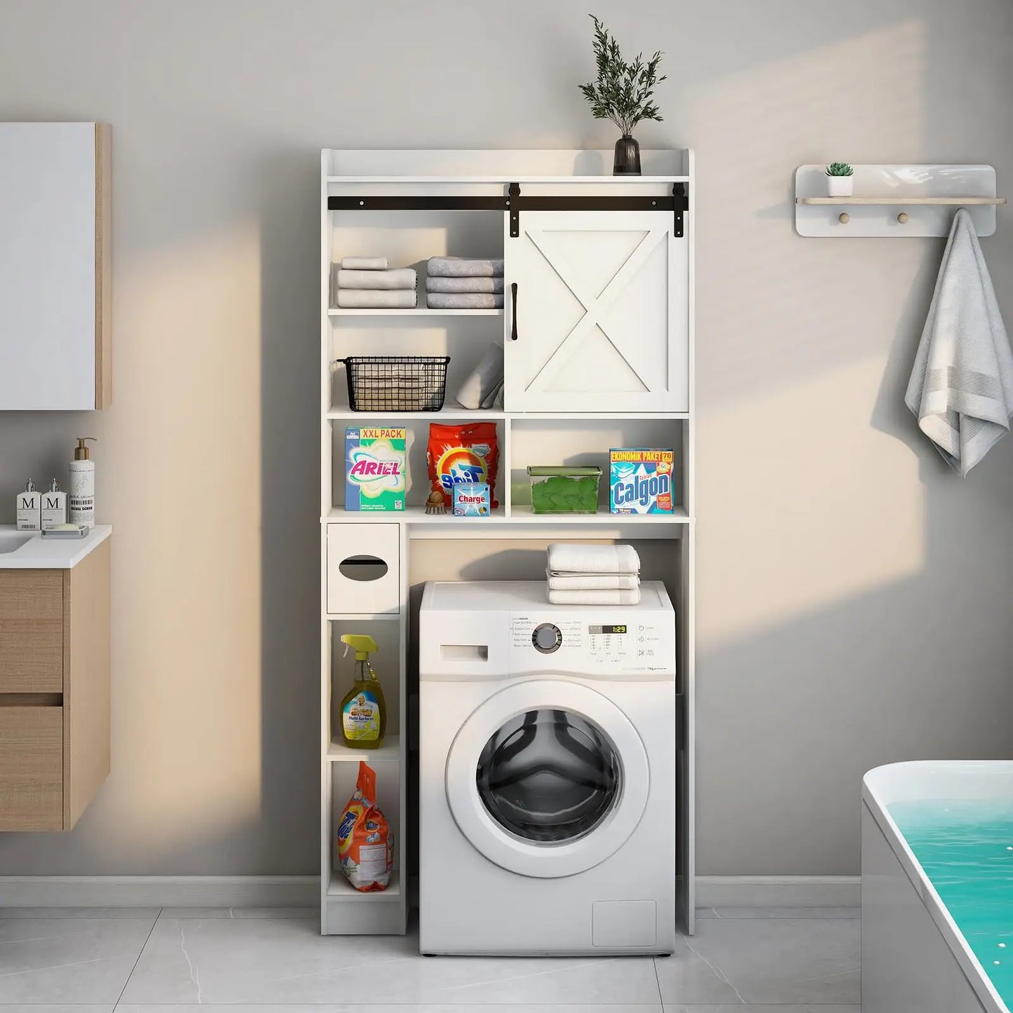 Vabches Over Toilet Storage Cabinet With Sliding Door