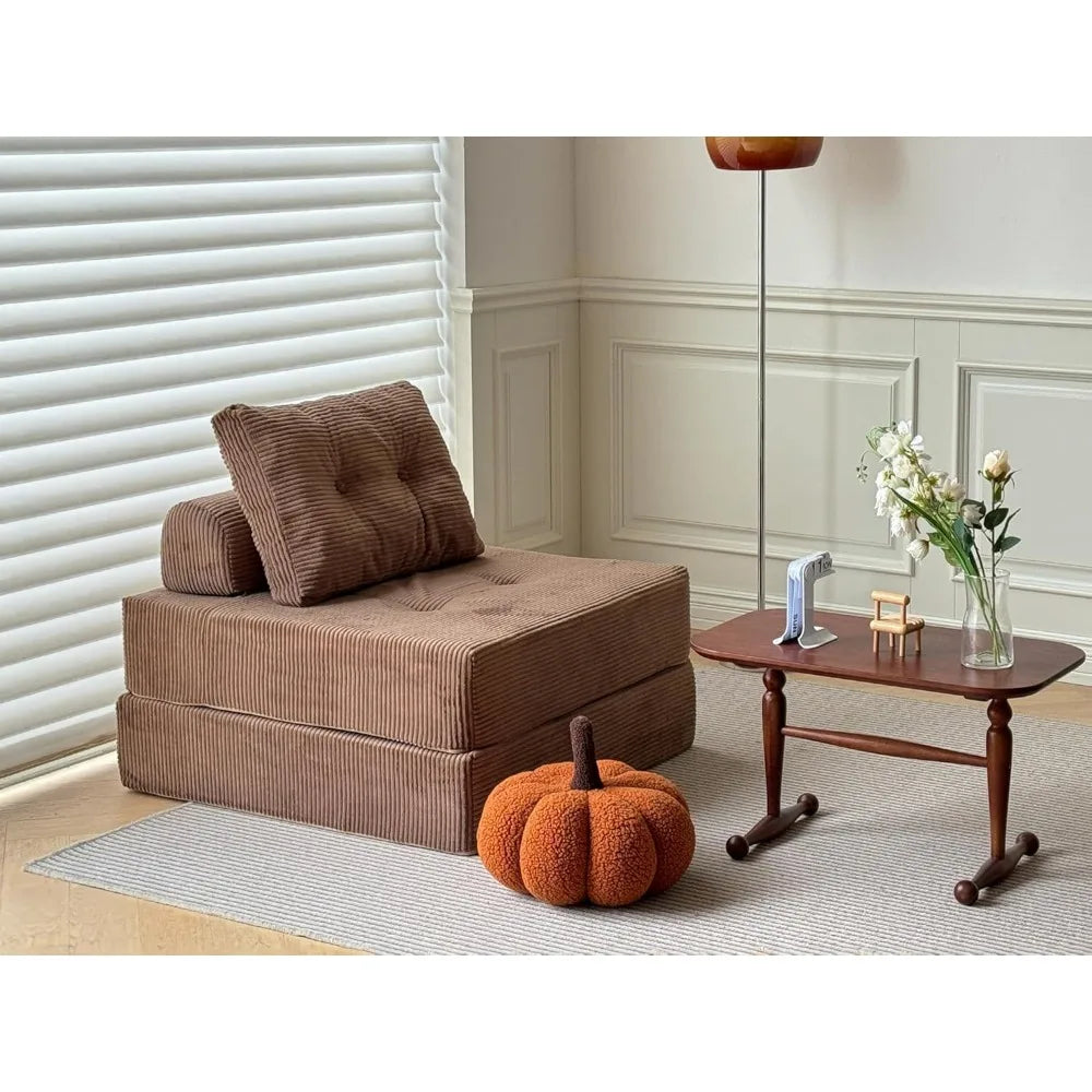 Convertible Sofa Bed with Foam Cushions, Armless Sleeper Couch for Living & Bedroom, Space-Saving Furniture