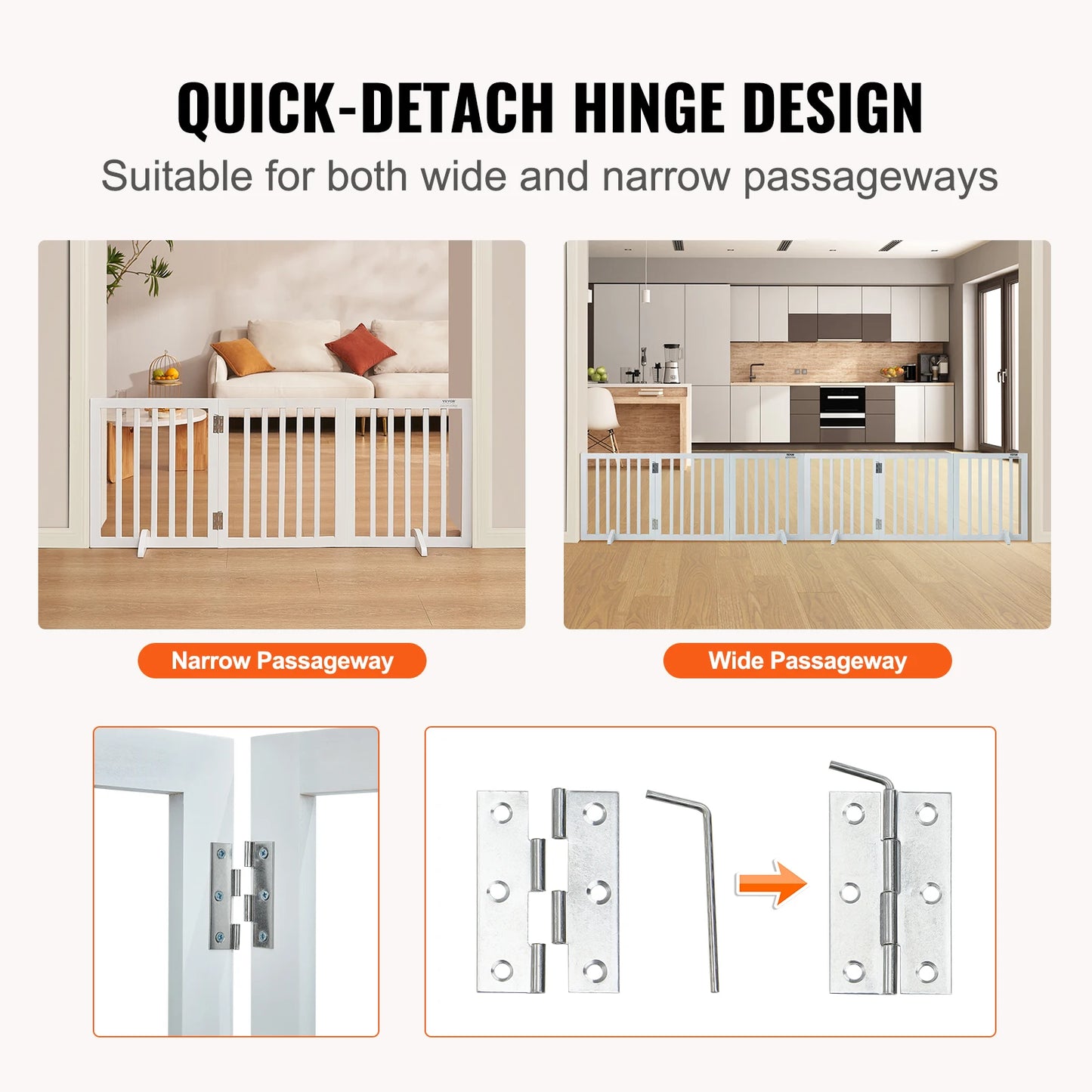 SucceBuy Freestanding Dog Gate Foldable Pet Barrier Narrow