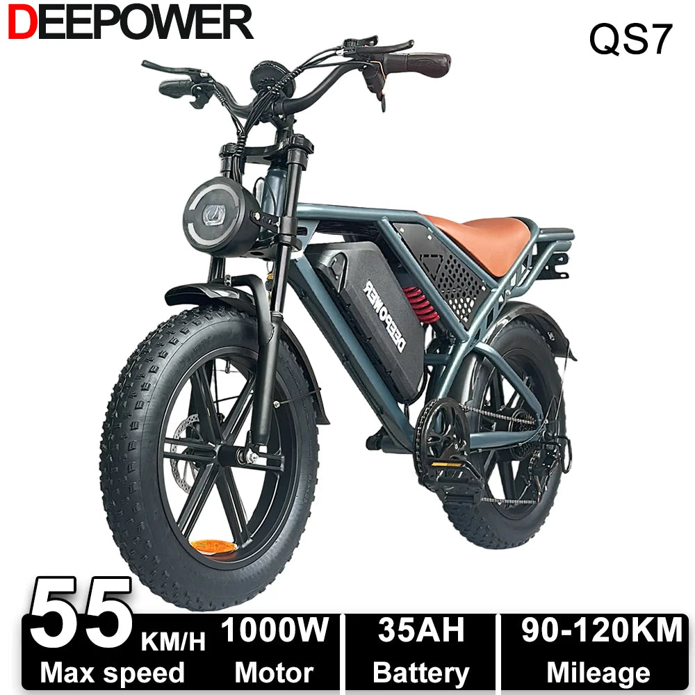 DEEPOWER QS7 1000W Fat Tire Electric Bike For Adults