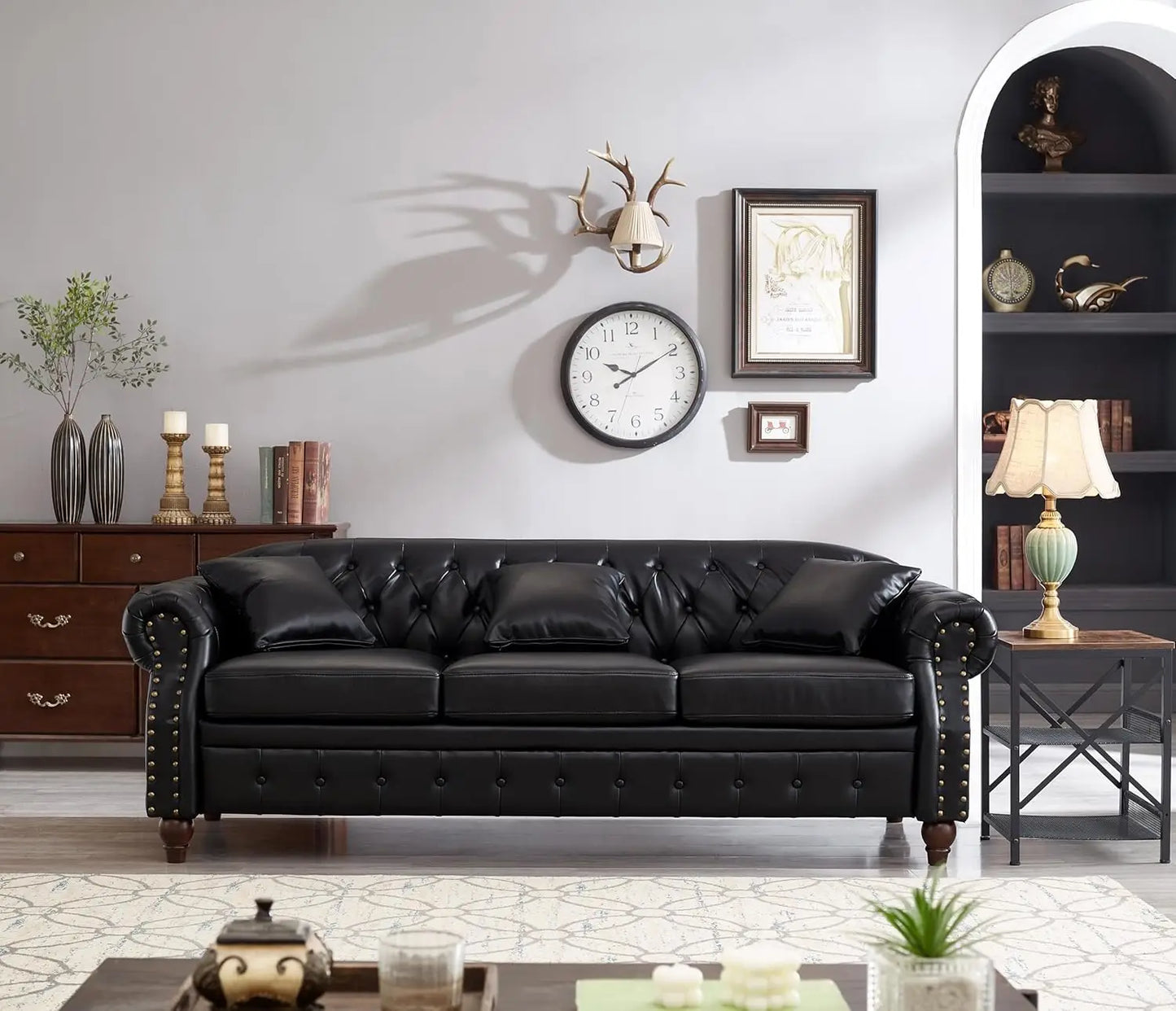 ZUIYU PU Leather Chesterfield Sofa With Storage And Comfort