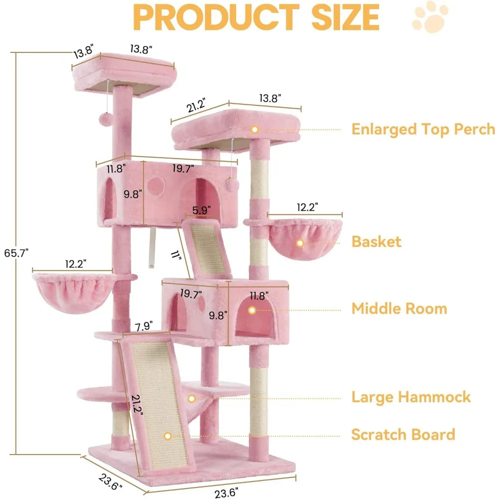 Indoor Cat Tree Tower With Scratching Posts And Condo House