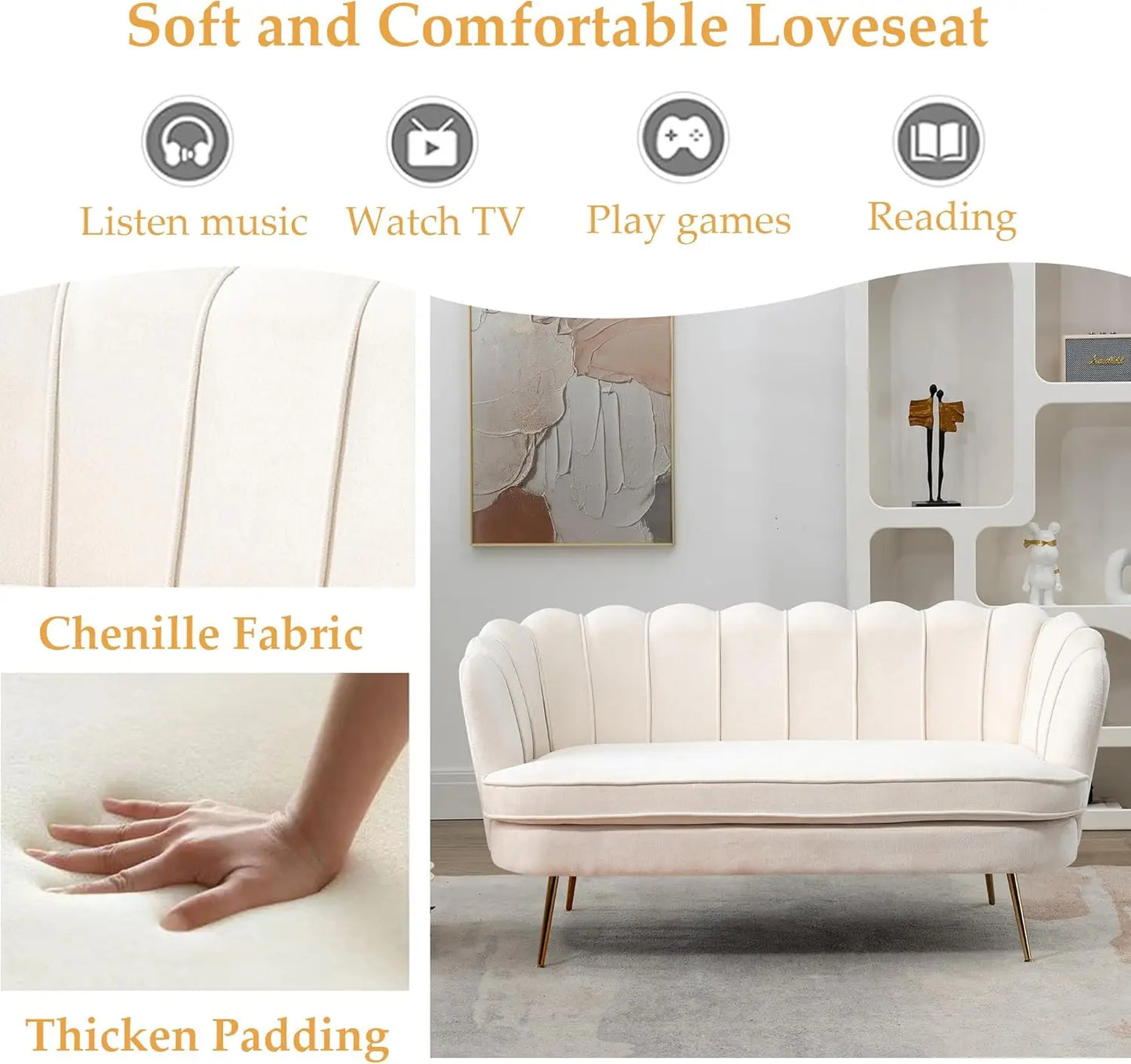 Everyday EssentialsOnline Modern Chenille Loveseat Sofa