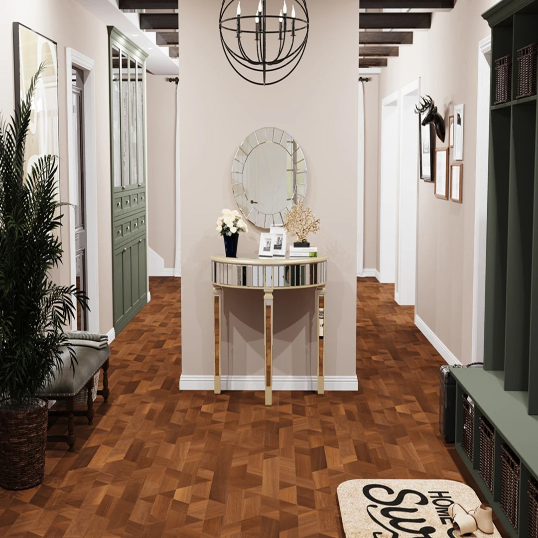 Modern HalfMoon Mirrored Console Table Silver Finish Living Room Home Office Foyer Hallway Decor Furniture Small Space