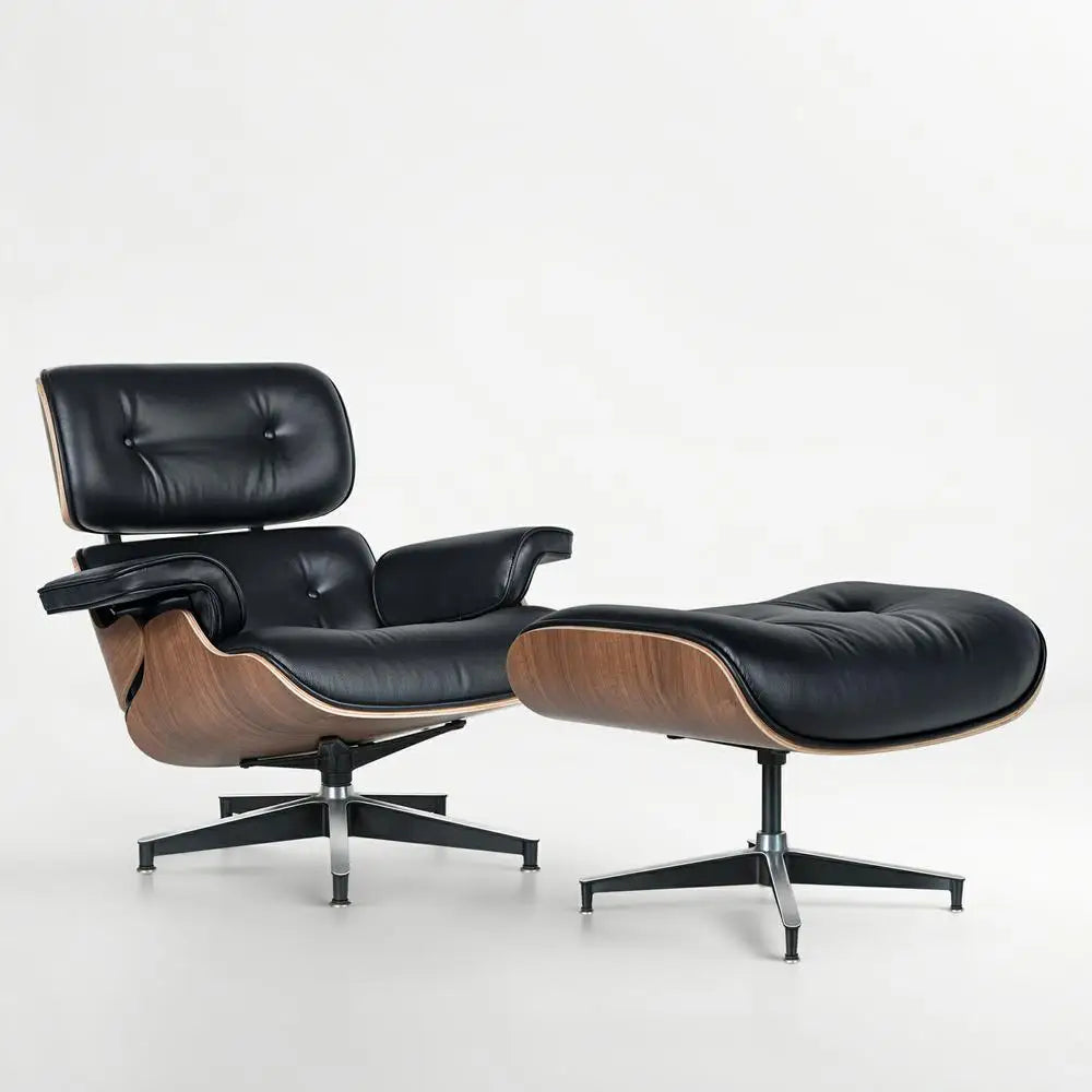 Cover Mid Century Leather Armchair Lounge Chair Ottoman