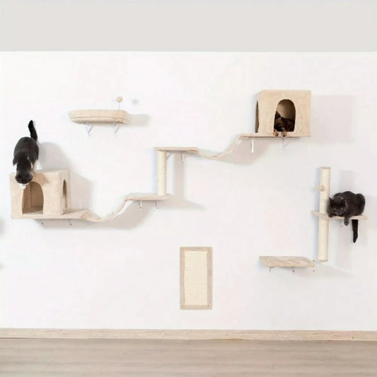 Guangdong Wall Mounted Cat Climber Set With House Bridge