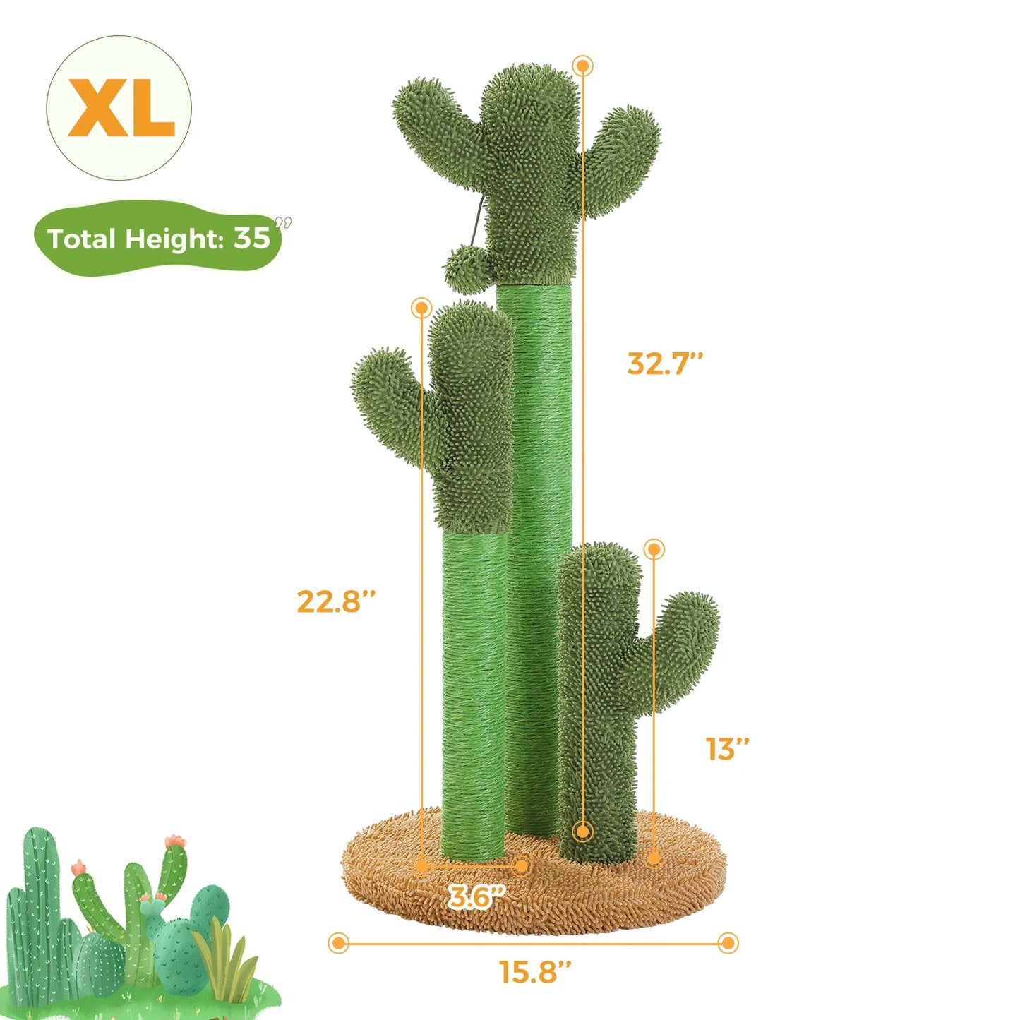 PEQULTICN Cactus Cat Tree With Condo Hammock Dangling Ball
