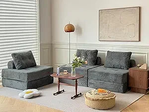 Convertible Sofa Bed with Foam Cushions, Armless Sleeper Couch for Living & Bedroom, Space-Saving Furniture
