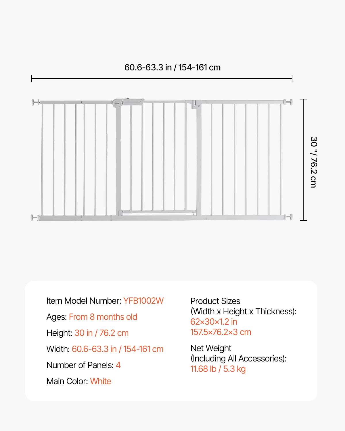 SucceBuy Baby Gate Walk Thru Pressure Mount For Doorways