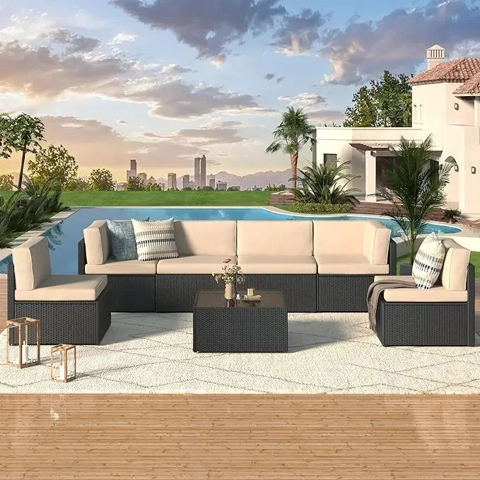 General Outdoor Patio Rattan Sectional Sofa Set Cushions