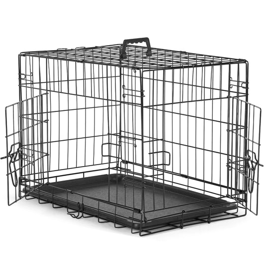 JHK Double Metal Wire Dog Cage Folding With Leakproof Tray