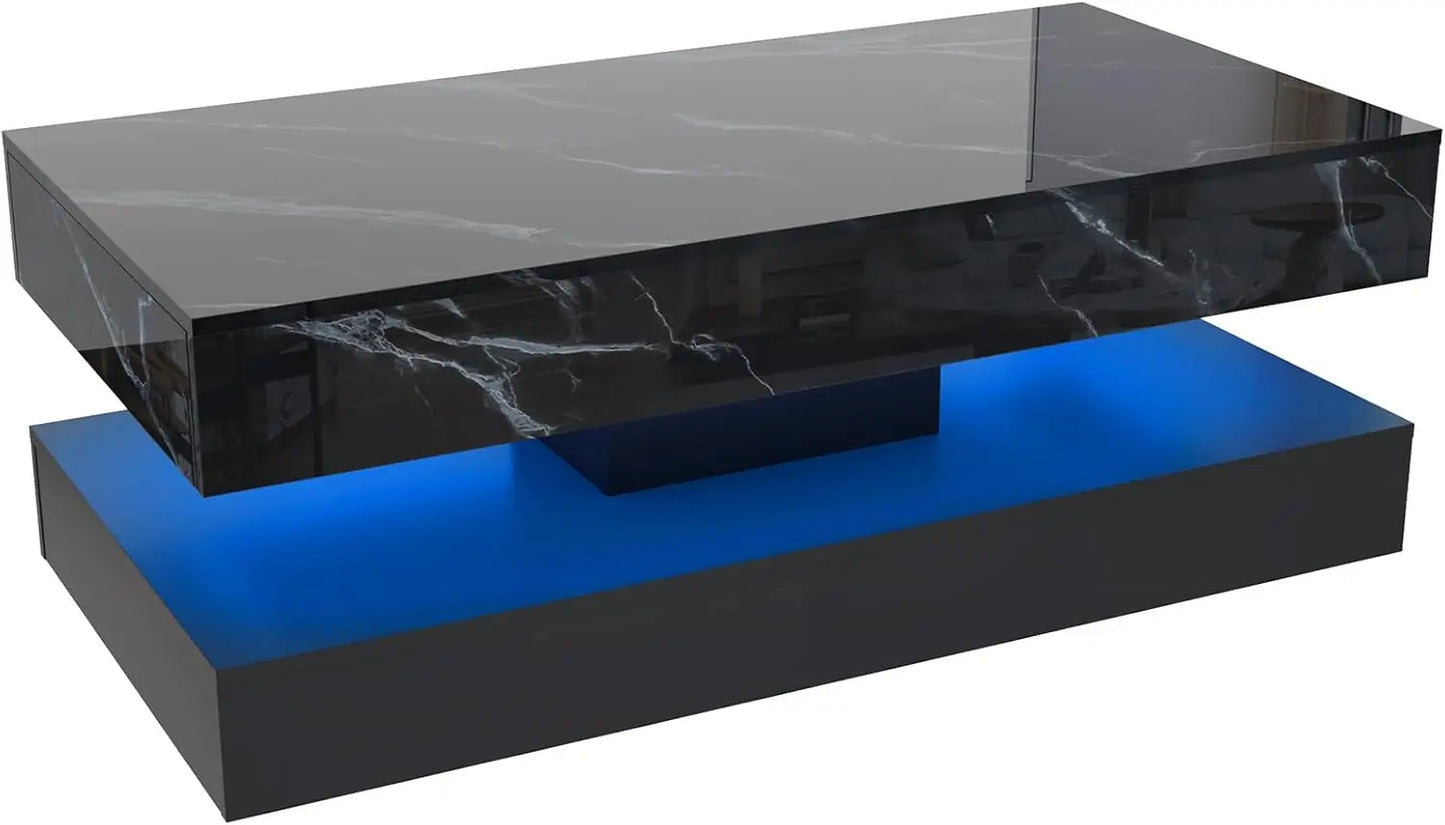 QiaoShiRen Modern LED Coffee Table With Storage Drawers