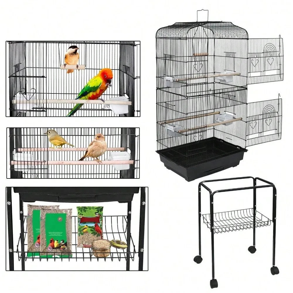 Everyday EssentialsOnline Rooling Bird Cage With Stand Tray