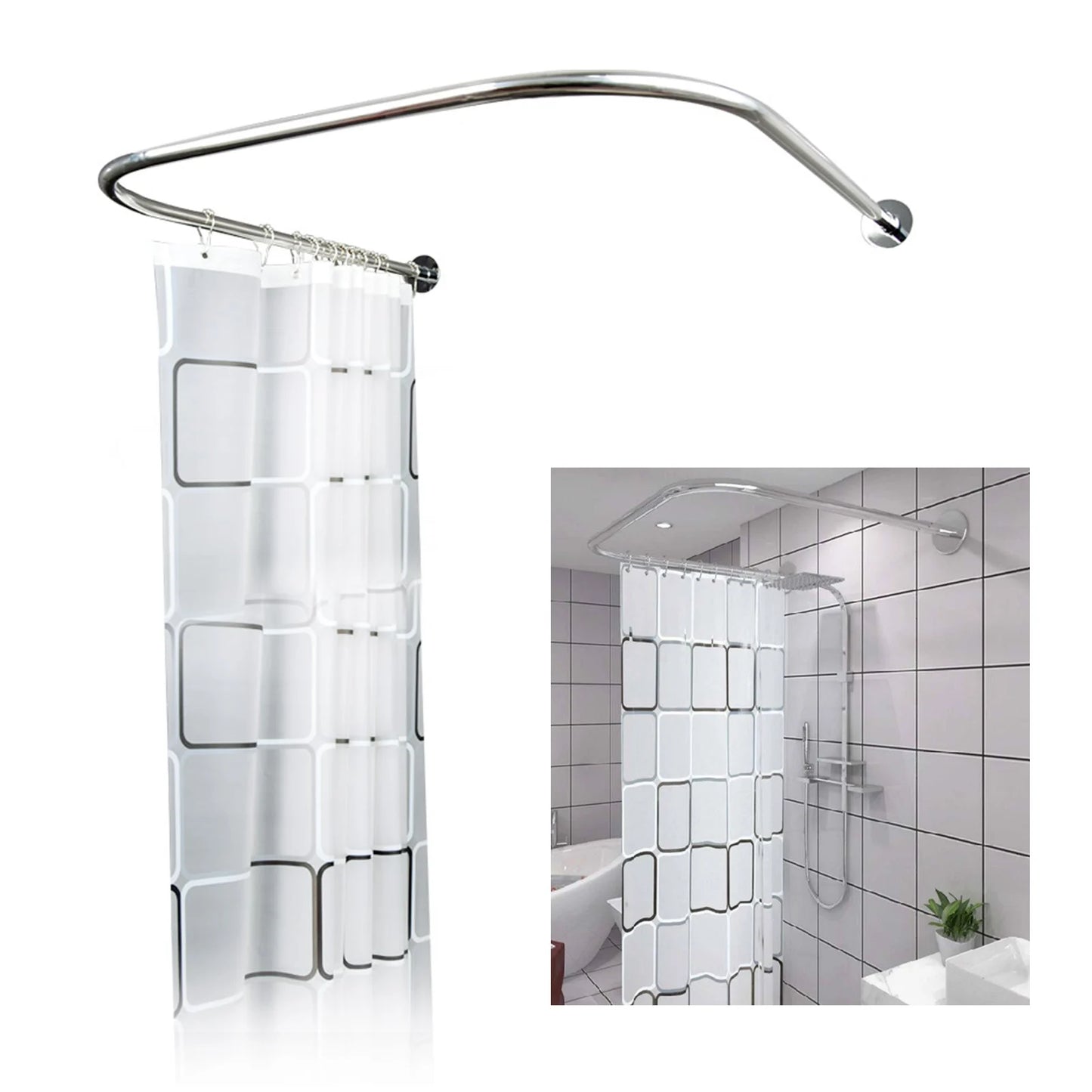 Craft of Weaving Stainless Curved Corner Shower Curtain Rod
