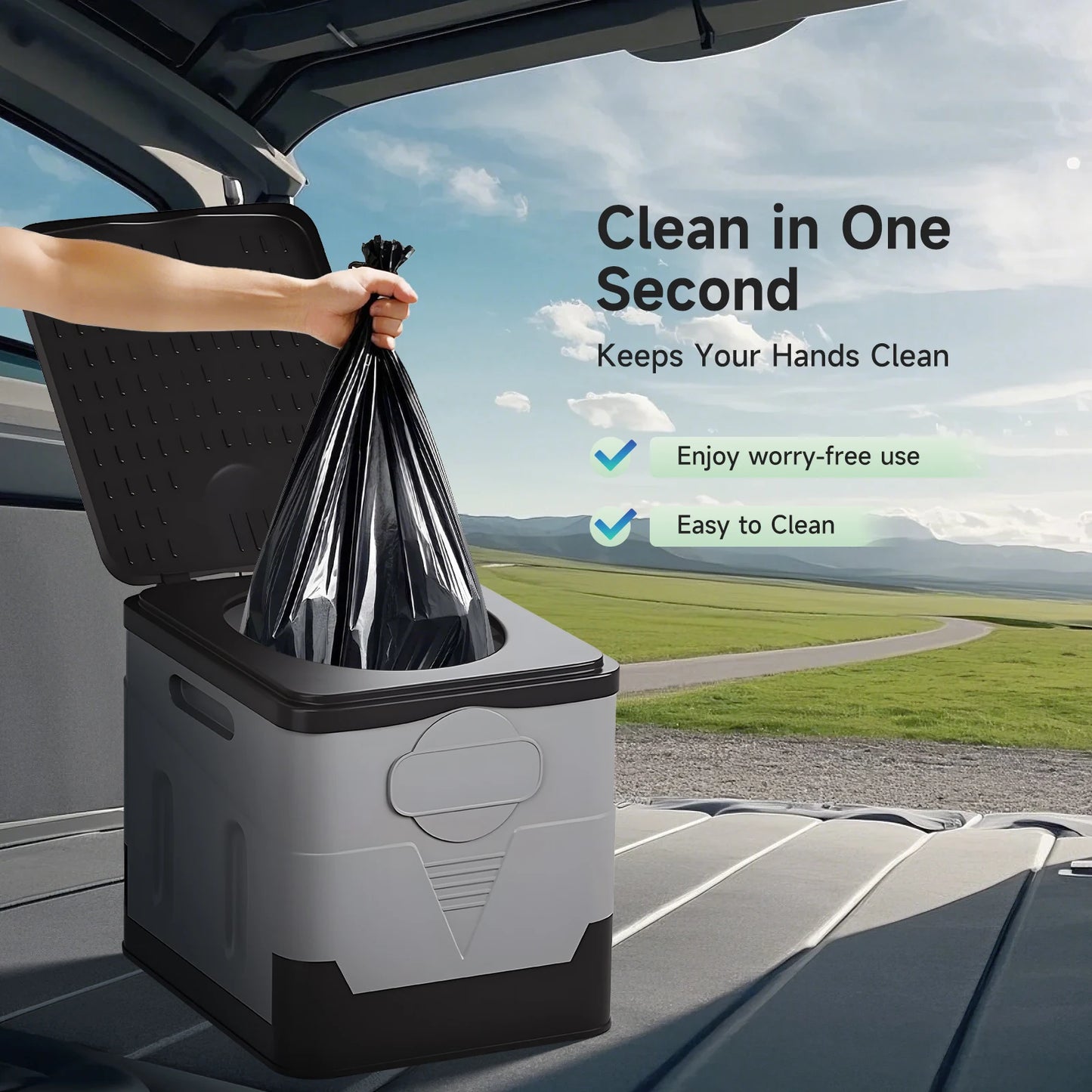 Cam Portable Camping Toilet With Lid And Paper Holder