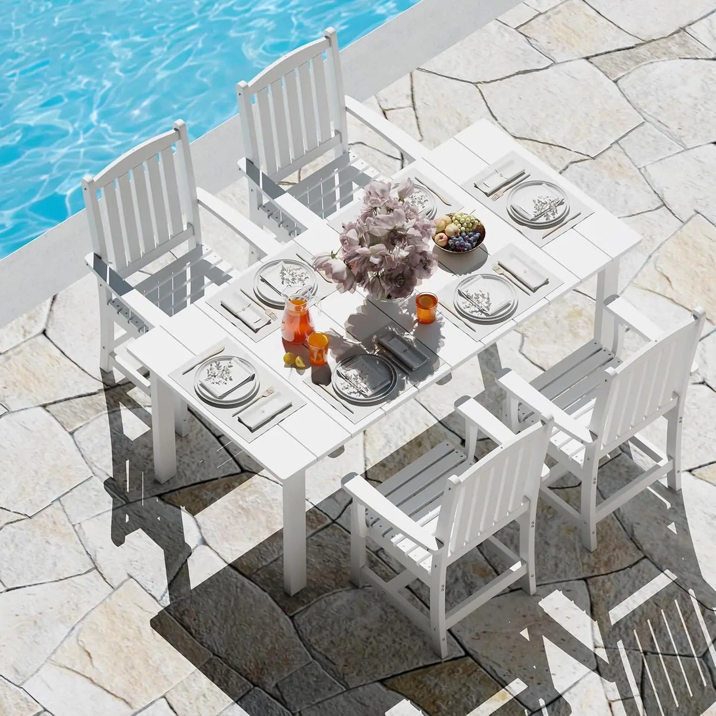 ANGDUO Outdoor Dining Table Set With Umbrella Hole Modern
