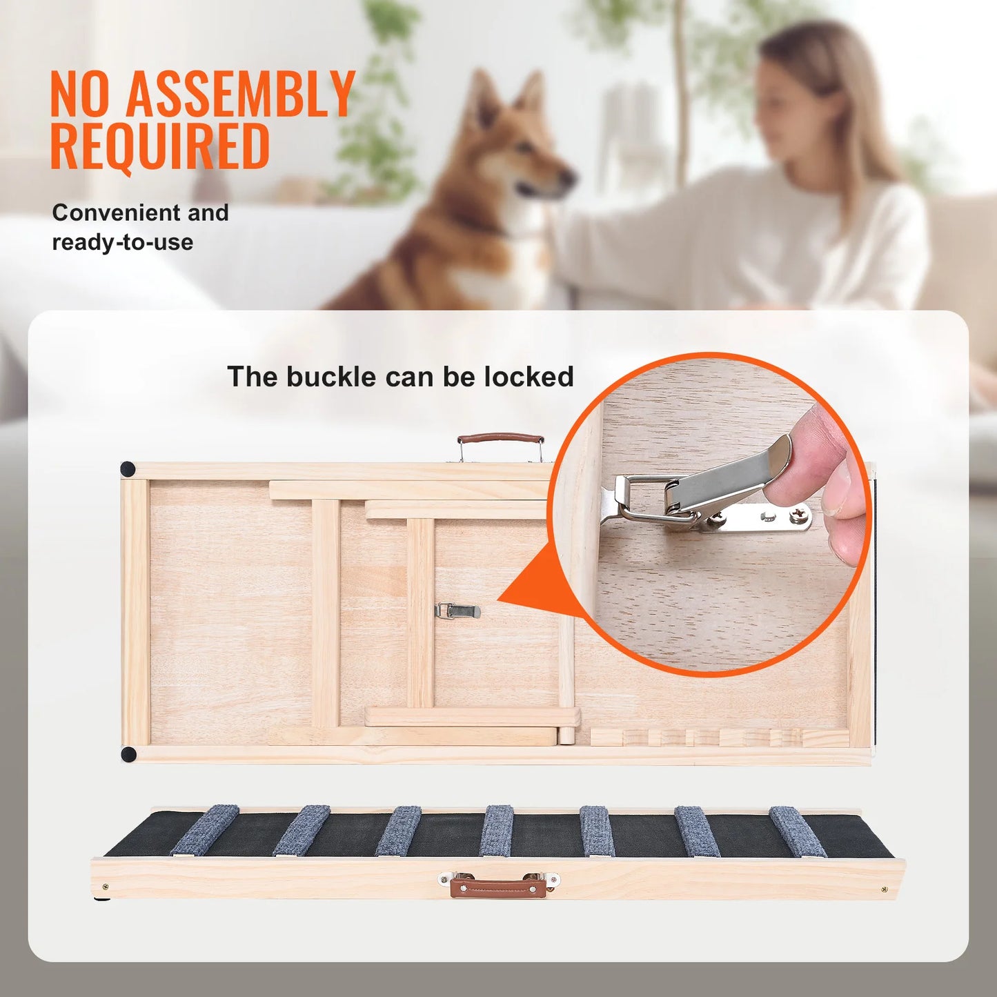 SucceBuy Folding Dog Ramp Anti Slip Wooden Pet Ramp