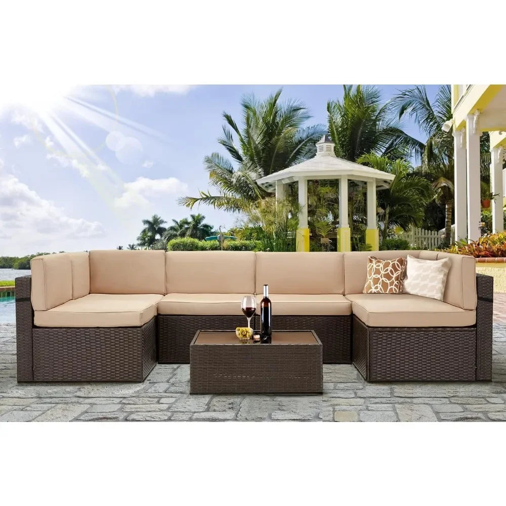 General Outdoor Patio Rattan Sectional Sofa Set Cushions