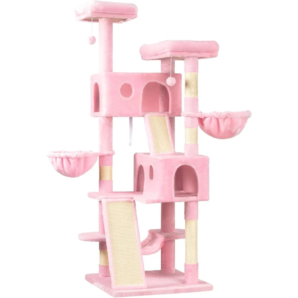 Indoor Cat Tree Tower With Scratching Posts And Condo House