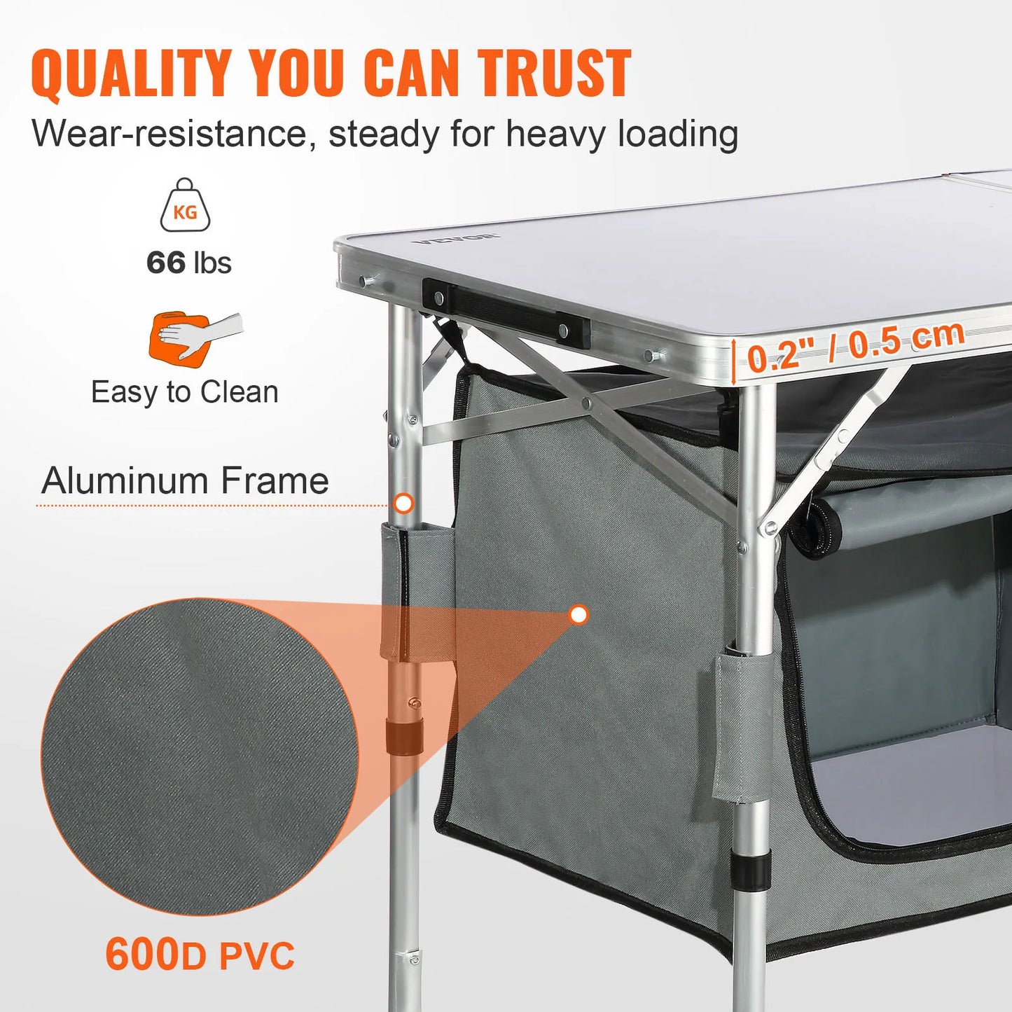 VEVOR Camping Kitchen Table Quick Set Folding Outdoor Table