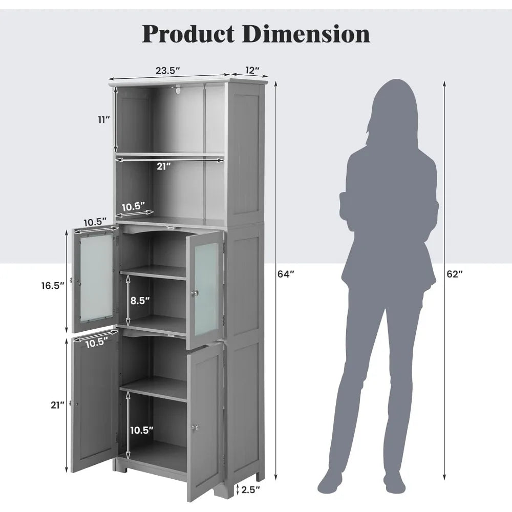 Bathroom Storage Cabinet Pantry With Adjustable Shelves