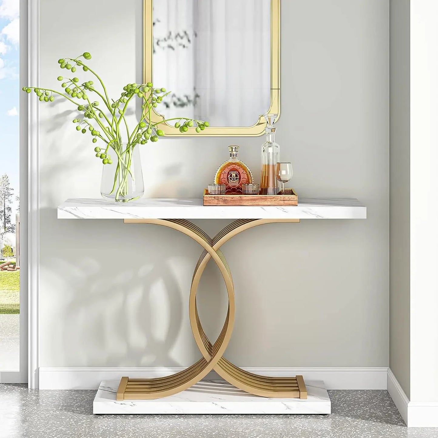 Tribesigns Entryway Table Modern Console Geometric Legs