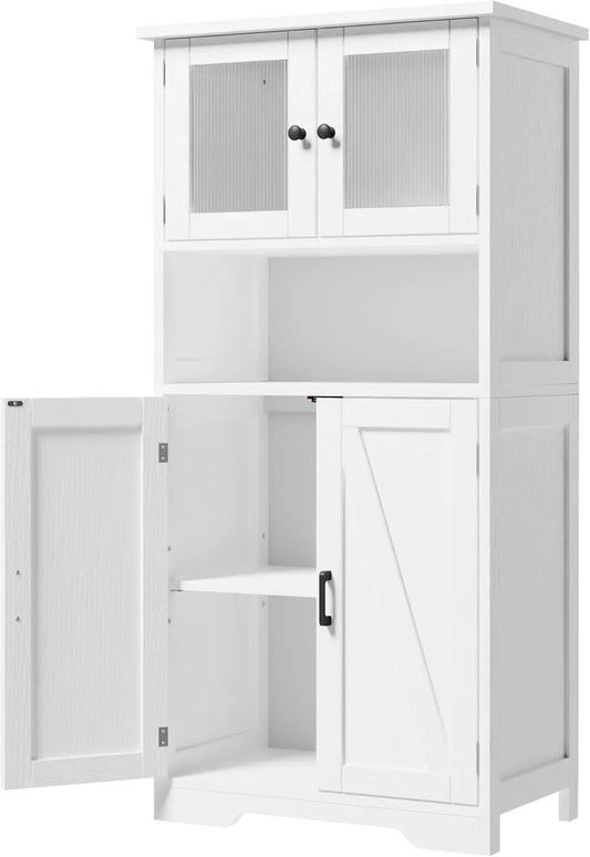ZUIYU Tall Freestanding Bathroom Cabinet With Glass Doors