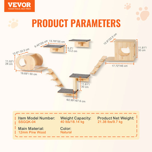 SucceBuy Wall Mounted Cat Shelves And Perches Cat Furniture