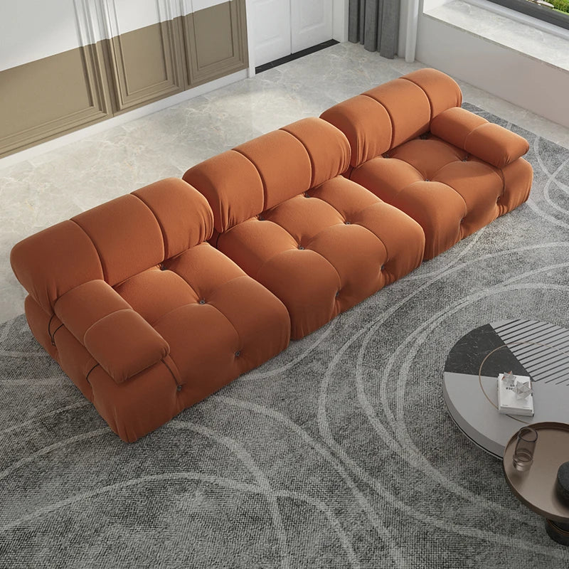 Sdorens Minimalist Modular Sectional Sofa Velvet Three Seats