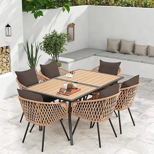 Blackwicker Rattan All Weather Patio Dining Set 5 7 9