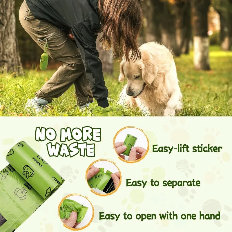 Dog Litter Thick Poop Bag Set With Dispenser And Leash Clip