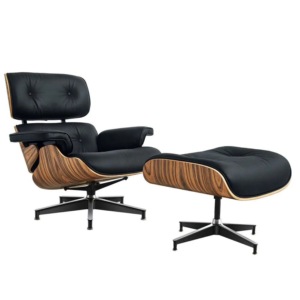 Cover Mid Century Leather Armchair Lounge Chair Ottoman