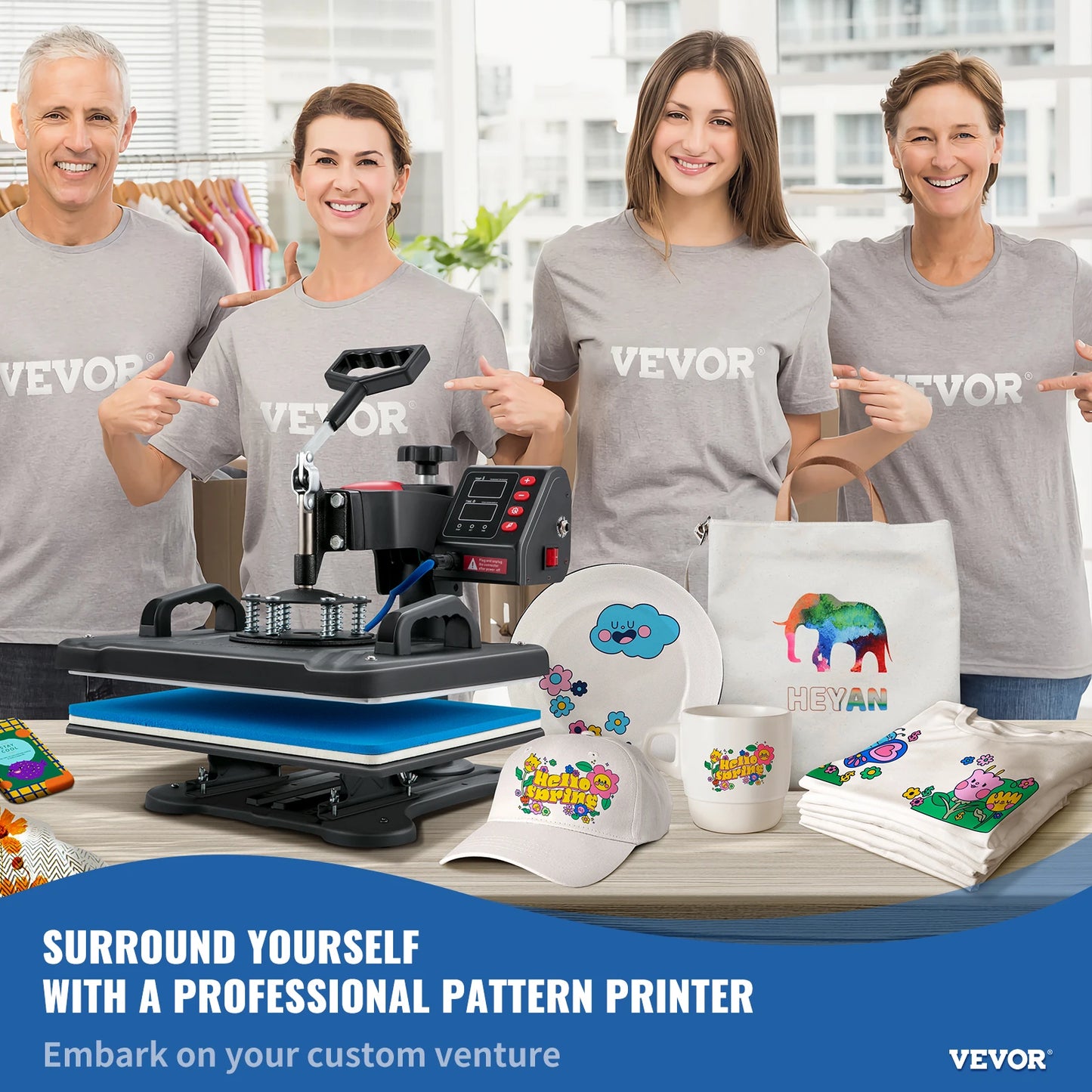 SucceBuy 5 In 1 Heat Press Clamshell Sublimation Printer