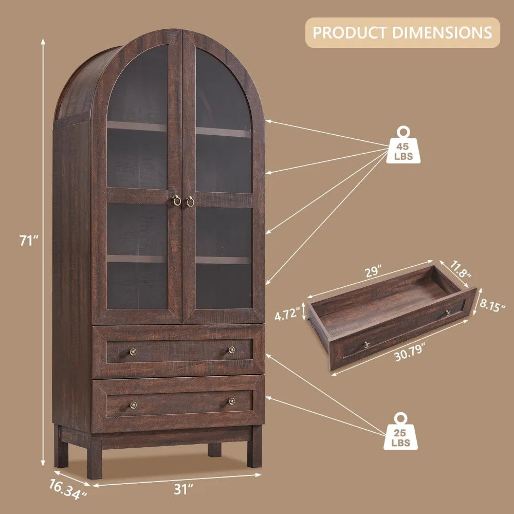 ANGDUO Arched Bathroom Cabinet 4 Tier Storage With Drawers