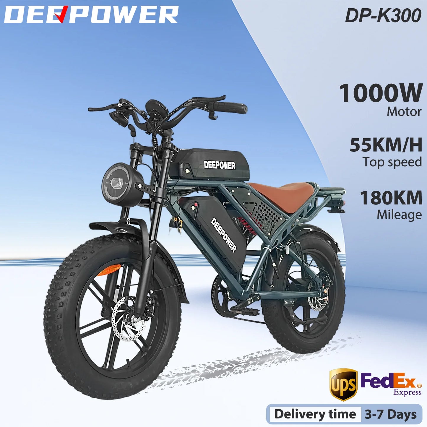 DEEPOWER QS7 1000W Fat Tire Electric Bike For Adults