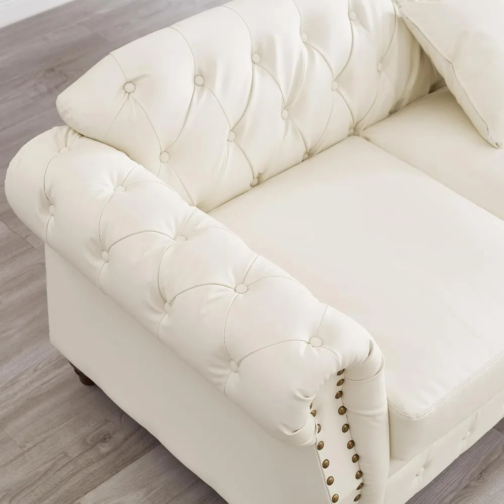 ZUIYU PU Leather Chesterfield Sofa With Storage And Comfort