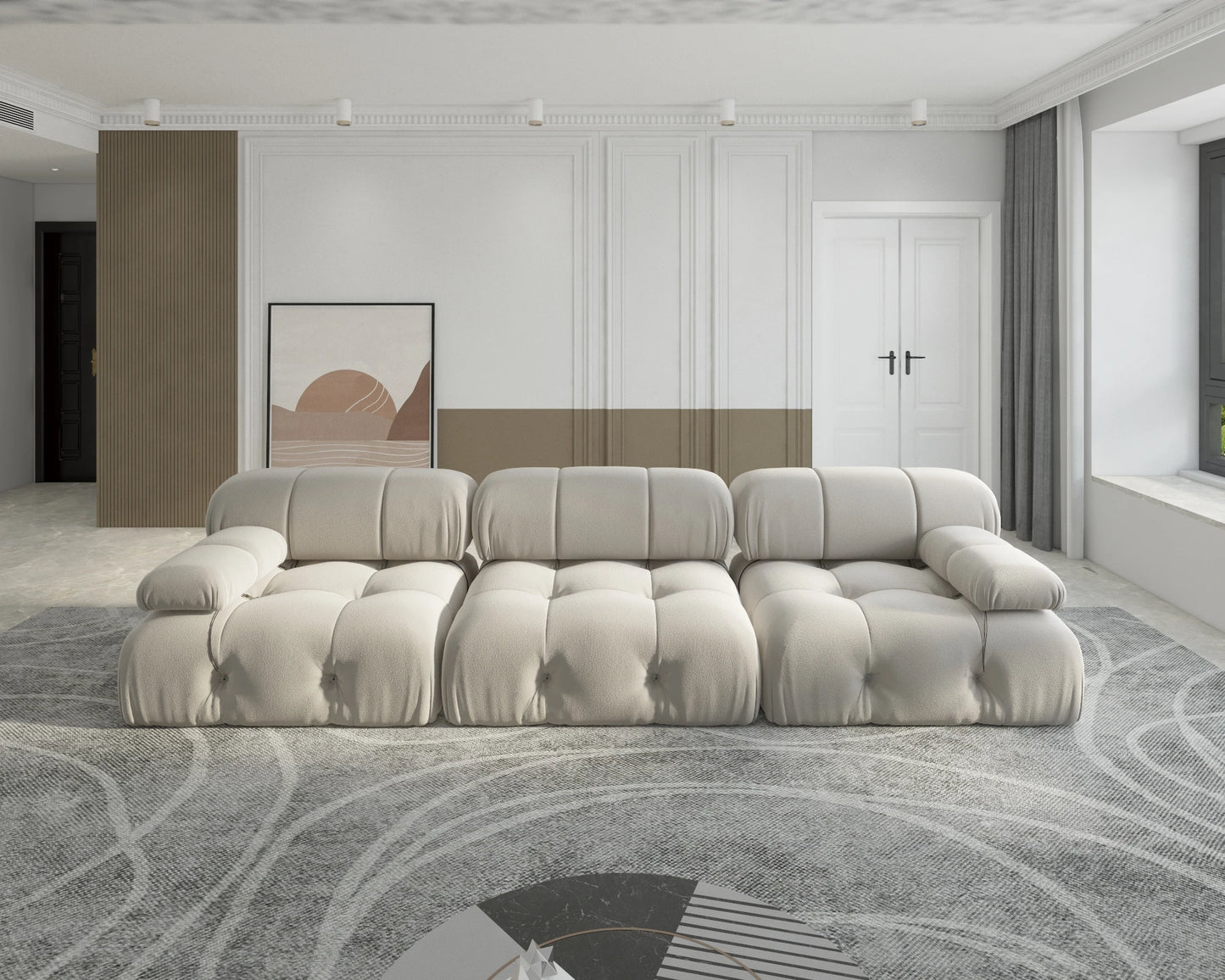 Sdorens Minimalist Modular Sectional Sofa Velvet Three Seats