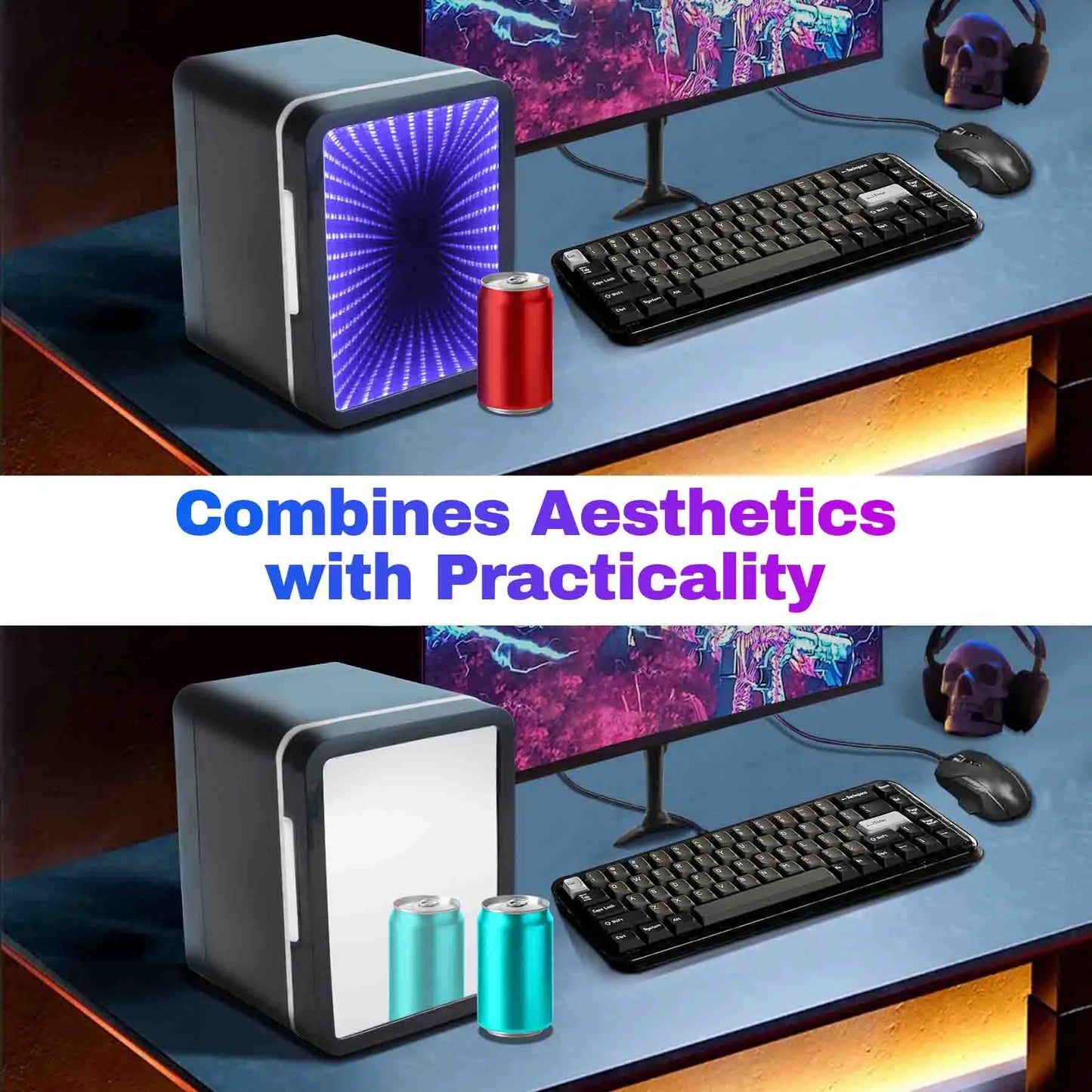 iceBlue Dimmable LED Light Mini Fridge for Home and Car